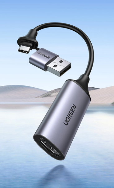 UGREEN CM489 USB-A Type-C to HDMI Video Capture Device Grey