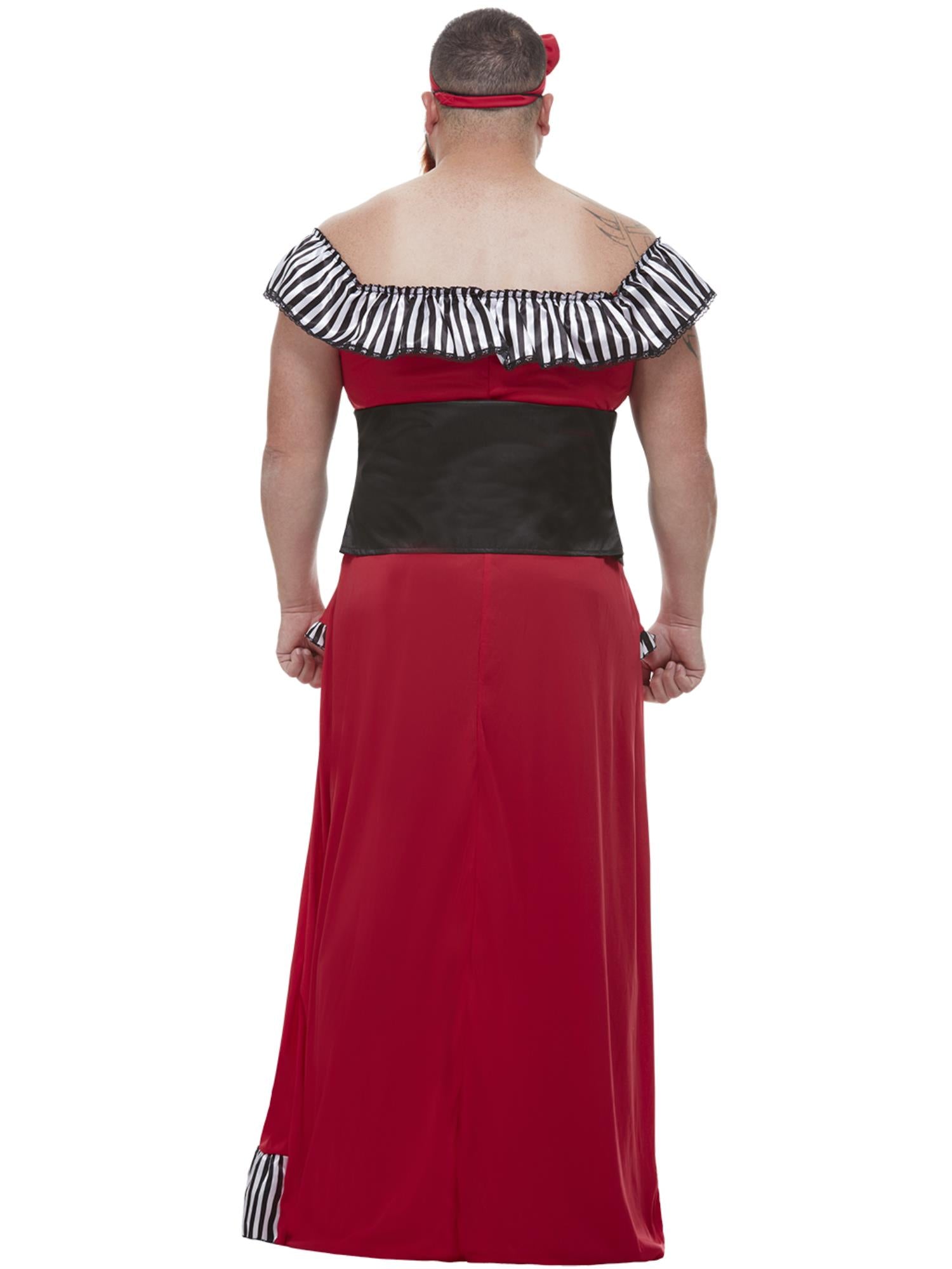 Red Bearded Lady Costume with Dress, Corset, Headband & Beard