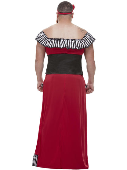 Red Bearded Lady Costume with Dress, Corset, Headband & Beard