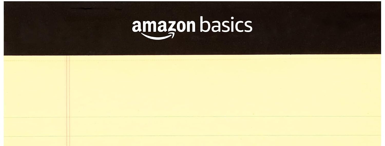 Amazon Basics Narrow Ruled Writing Pad 5x8 Inches 50 Sheets 12-Pack Canary