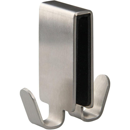 Fackelmann Silver Double Hook for Glass Shower Walls – 11.4x3.8 cm