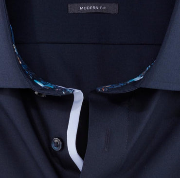 Olymp Men's Modern Fit Long‑Sleeve V‑Neck Cotton Shirt