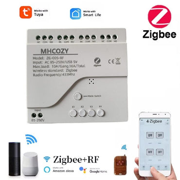 MHCOZY 4-Channel ZigBee Smart Dry-Contact Relay Switch for Home Automation