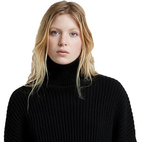 G-STAR Women's Loose Turtle Knit Sweater, Cozy Ribbed Collar