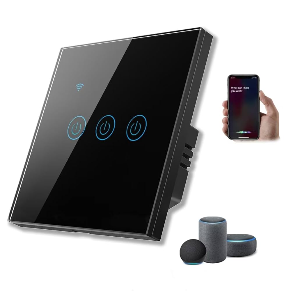 Tichondrius Smart WiFi Wall Light Switch, Alexa Google Home Voice Control, No Hub/Neutral Wire