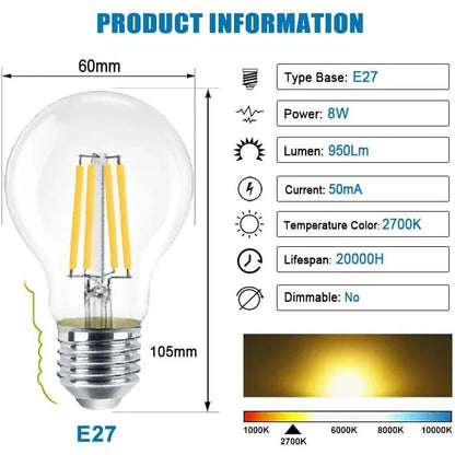 EXTRASTAR Vintage E27 LED Filament Bulb 8W Warm White - Gomix Brands Outlet