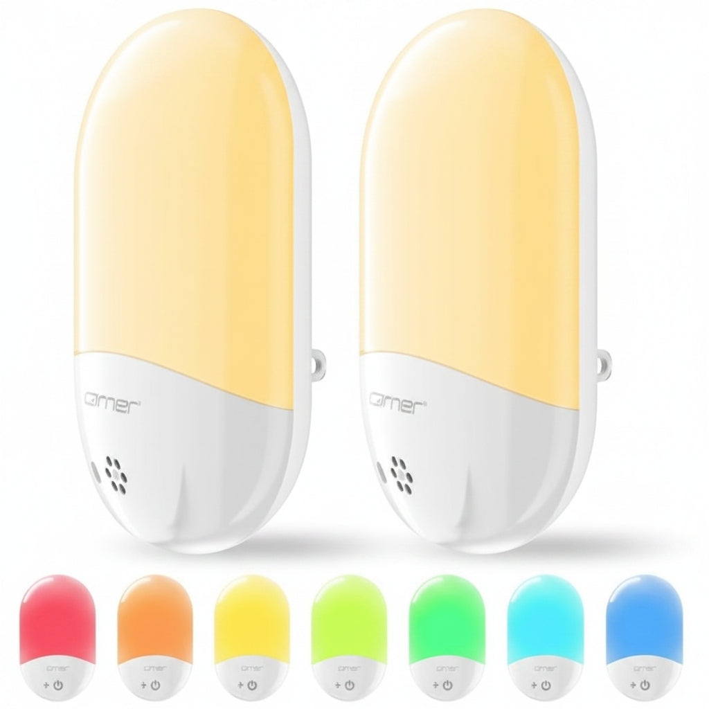 LOFTER Compact RGB Color Changeable LED Night Light with Dusk to Dawn Sensor 2 Pack
