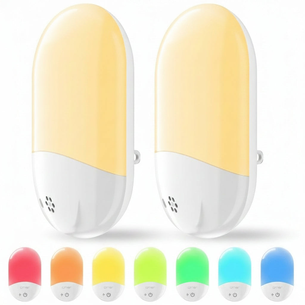 LOFTER Compact RGB Color Changeable LED Night Light with Dusk to Dawn Sensor 2 Pack