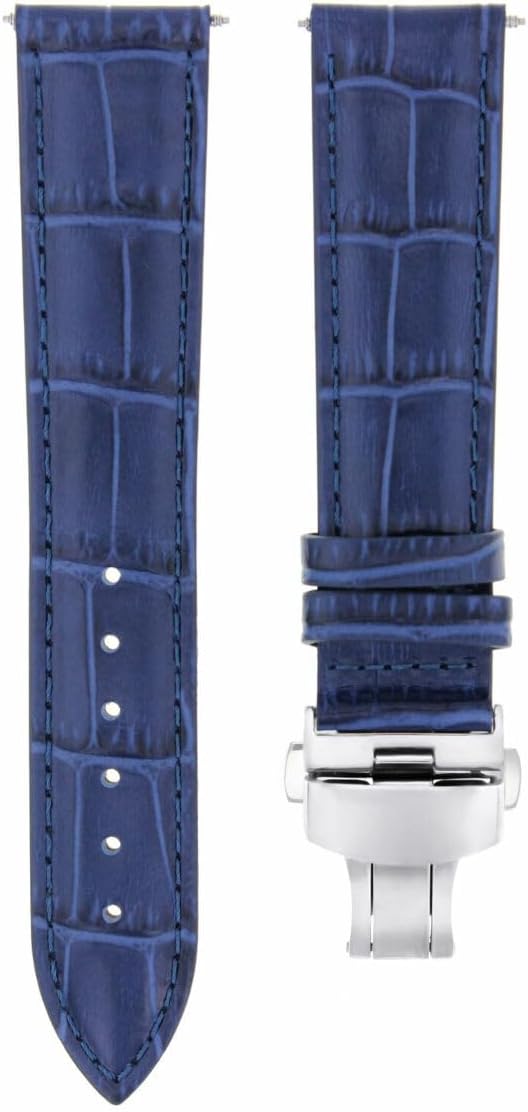 Ewatchparts 19mm Leather Watch Band for Citizen Eco Drive Blue