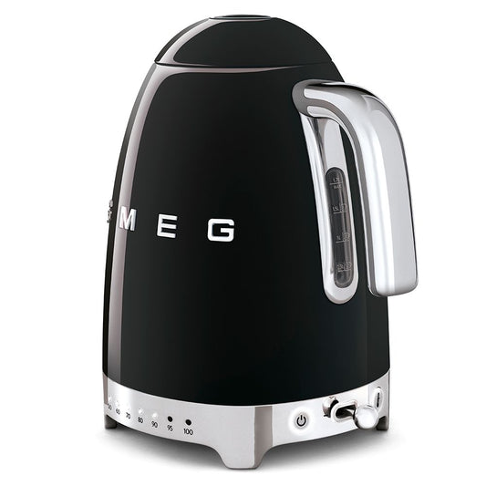Smeg 50s Style Black Variable Temperature Kettle - 1.7L Smart Electric Water Boiler