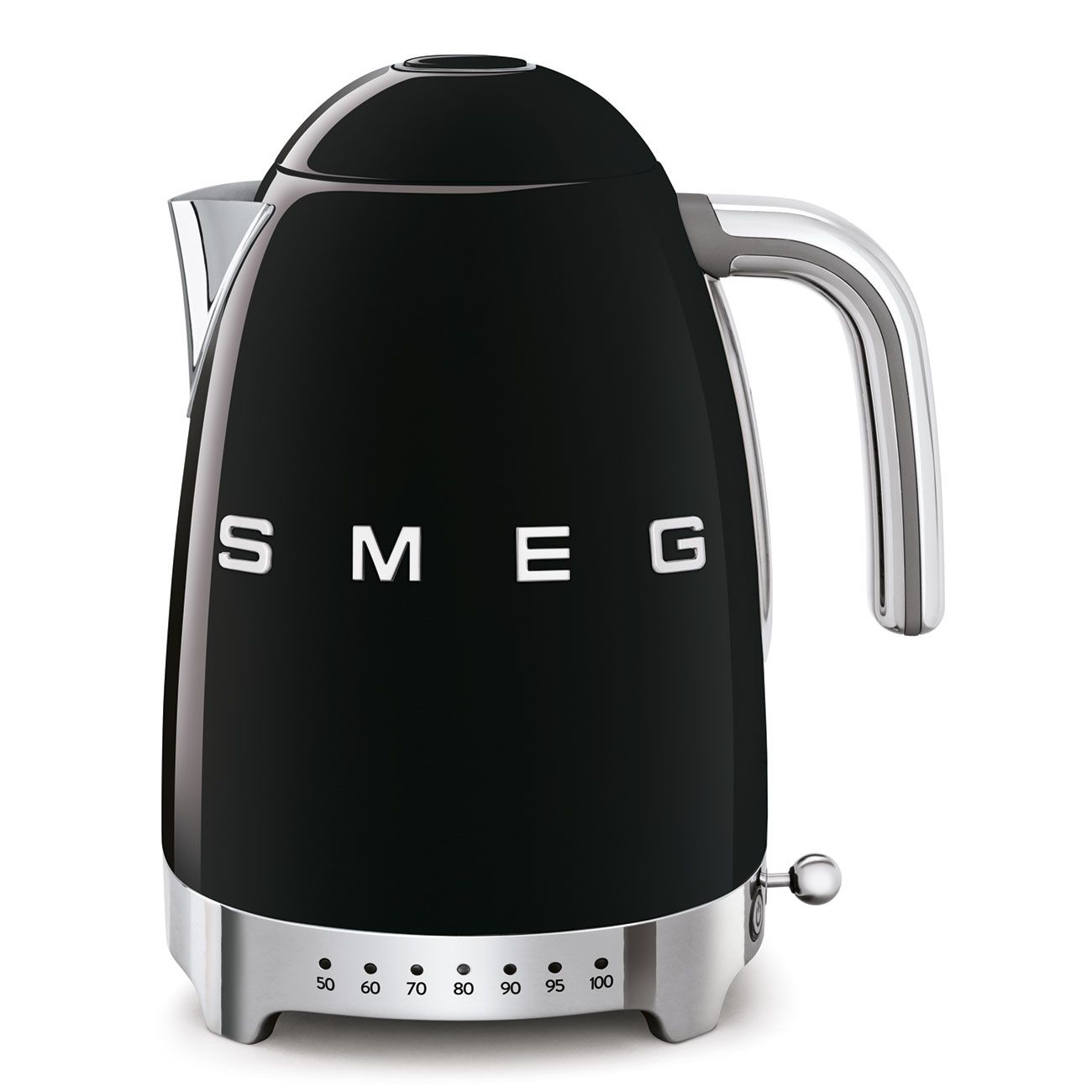 Smeg 50s Style Black Variable Temperature Kettle - 1.7L Smart Electric Water Boiler