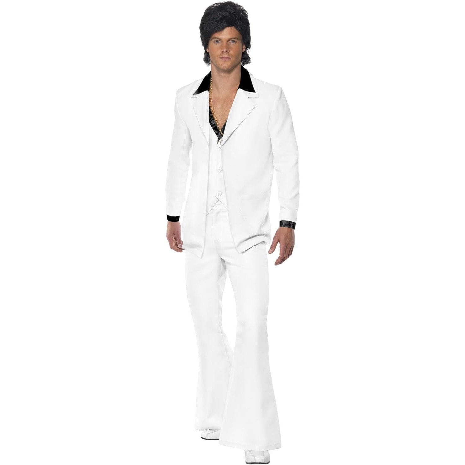 Retro 1970s White Disco Suit Jacket, Vest & Trousers