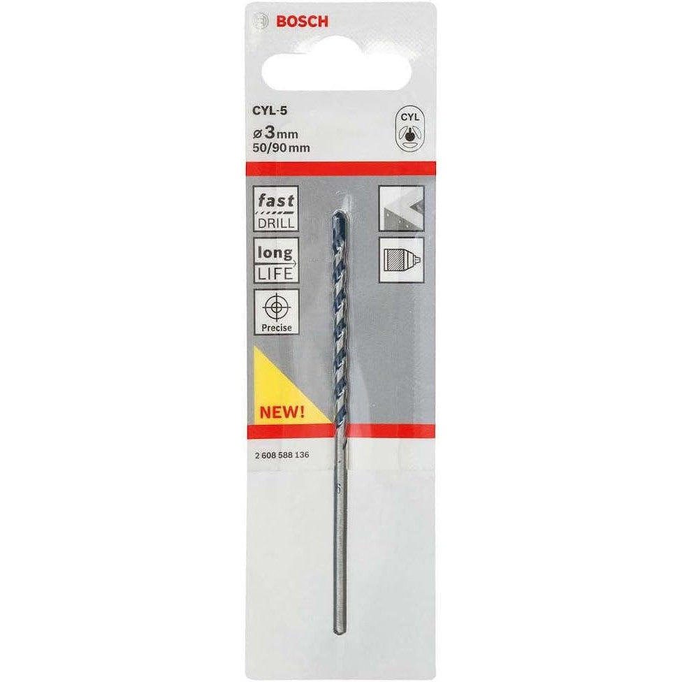 Bosch Cyl‑5 3mm x 50mm Concrete Masonry Drill Bit