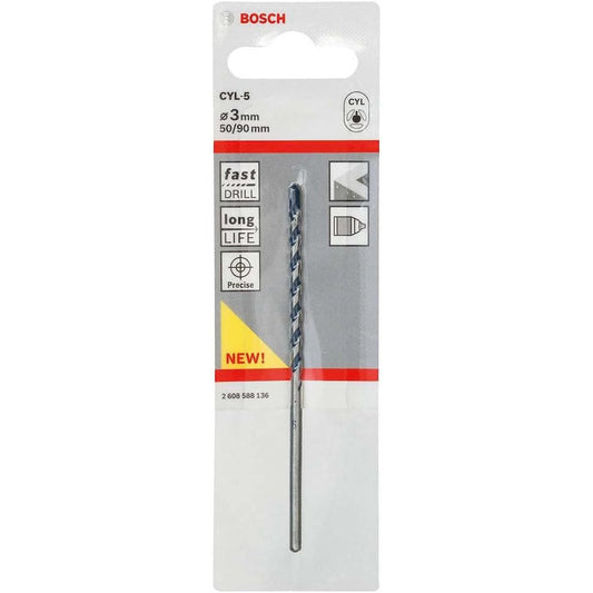 Bosch Cyl‑5 3mm x 50mm Concrete Masonry Drill Bit