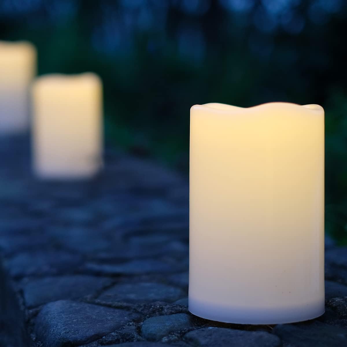 NONNO&ZGF 4X6in Outdoor IP44 Warm White LED Flameless Candle 2 Pack