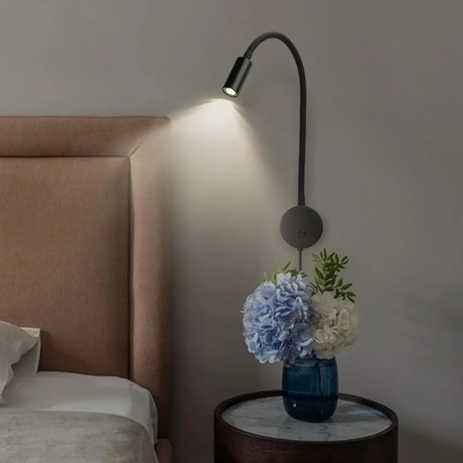 Eofiti Black Wall-Mount Reading Lamp with Adjustable Swan Neck - Gomix Brands Outlet