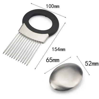 Stainless Steel Onion Holder Slicer Aid for Fruits Vegetables - Gomix Brands Outlet