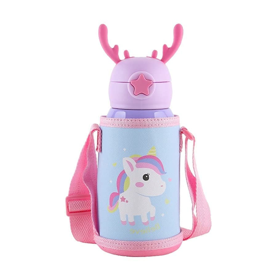 Cute Pink Unicorn Stainless Steel Kids Water Bottle – Leak‑Proof