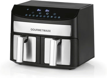 GOURMETmaxx 7L Double Chamber Hot Air Fryer – Low Fat, 10 Programs, Touchscreen