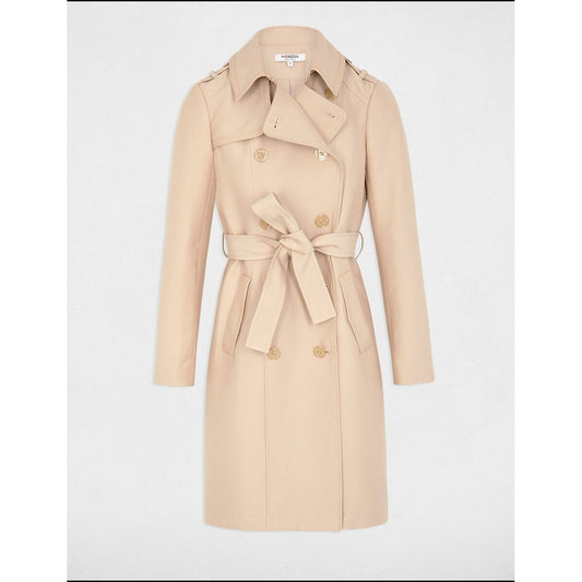 Morgan Beige Long Belted Trench Coat – Mid‑Length Tailored