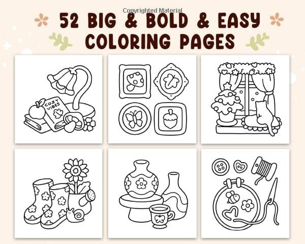 Cozy Cute Colouring Book for Adults & Teens – Bold Designs