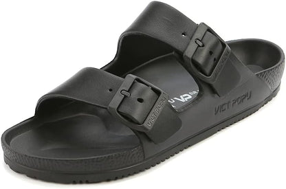 Adjustable Double Buckle Waterproof EVA Slides for Women