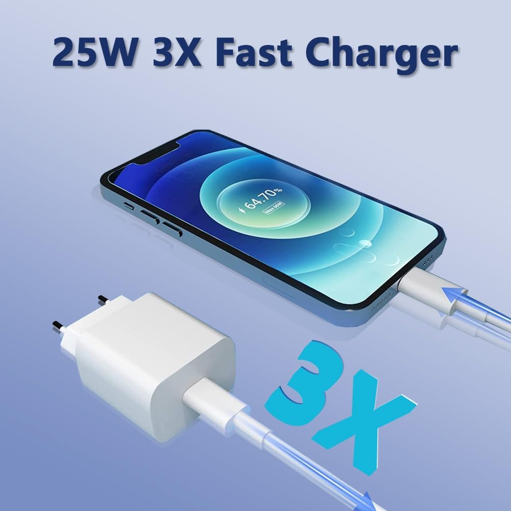 INTPIHP 25W European Travel USB C Wall Charger with 2m Cable RLC-381