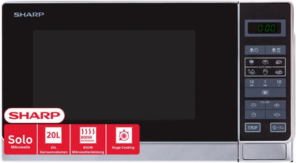 Sharp R242INW Solo Microwave 800W 20L Silver