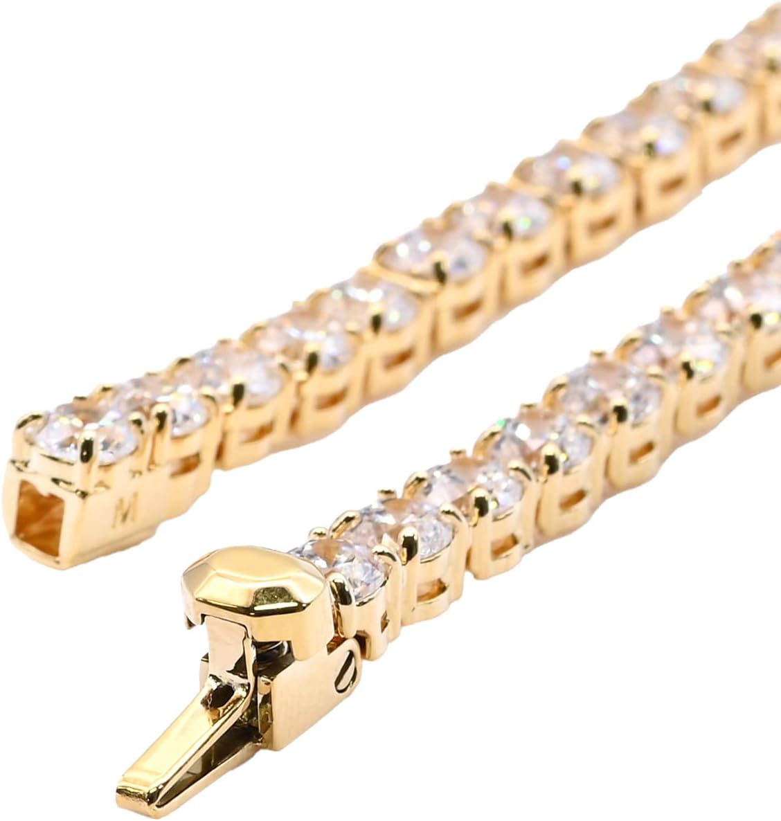 Sparkling Gold-Tone Tennis Bracelet with Clear Round Cut Swarovski Crystals