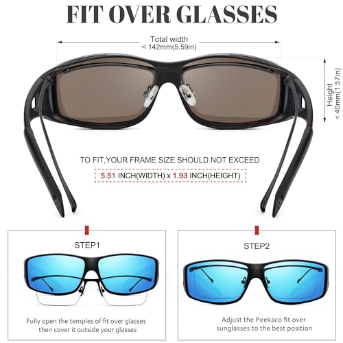 URUMQI Peekaco Polarized Sunglasses – Fit Over Glasses UV400 Protection