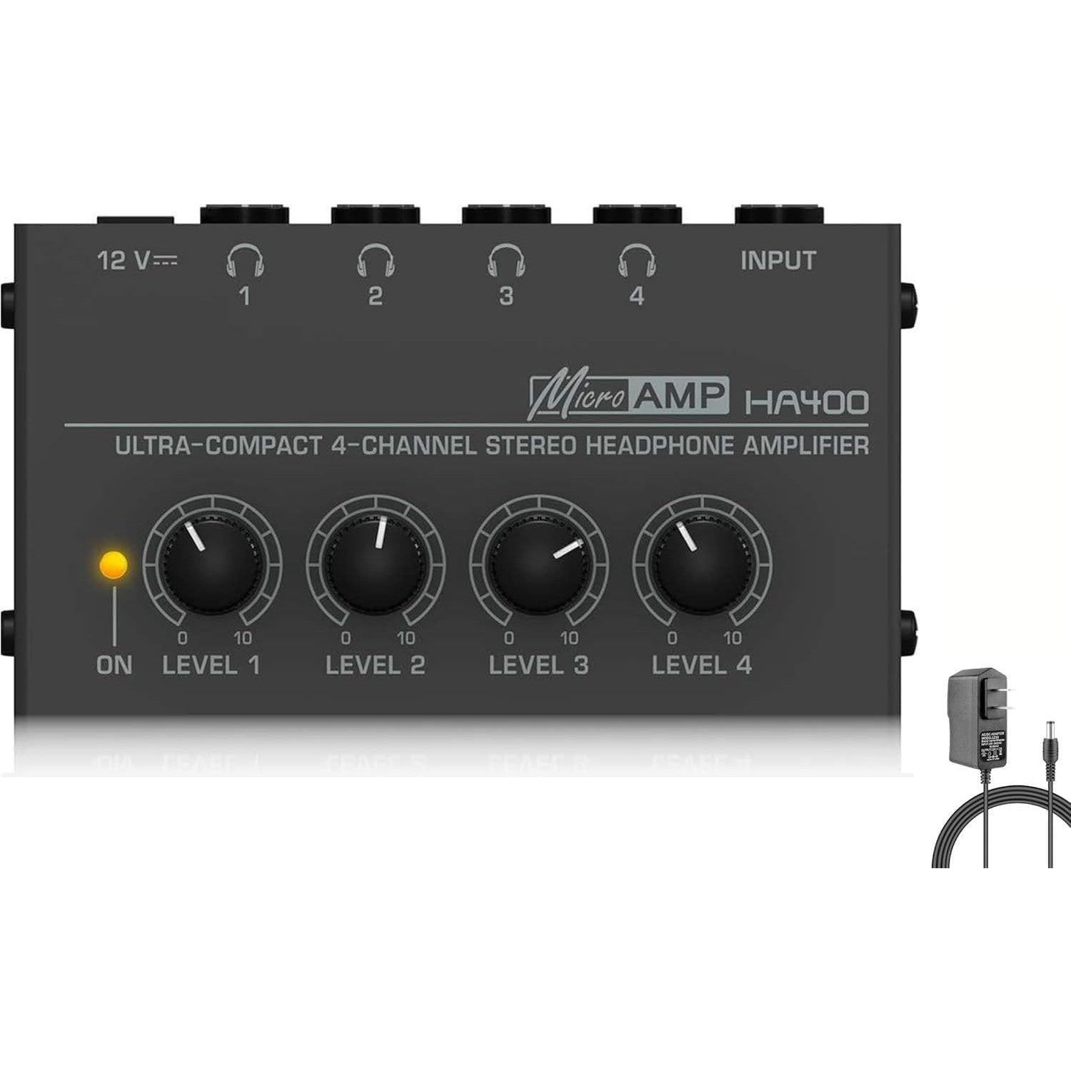 HSCLPM HA400 4-Channel Metal Headphone Amplifier with 12V Adapter