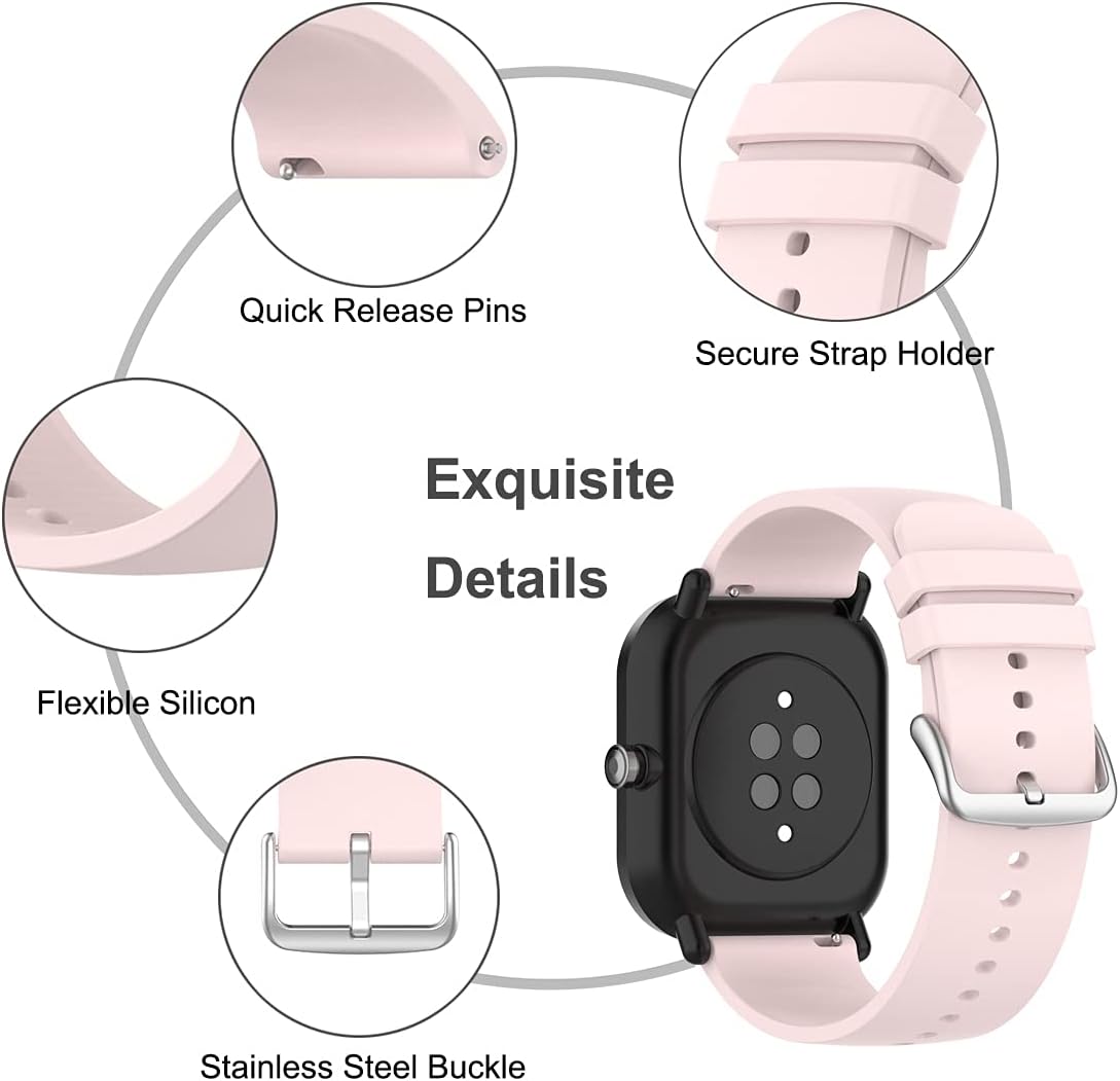 BexidoIera 3 Pack 20mm Silicone Watch Band for Amazfit GTS Bip