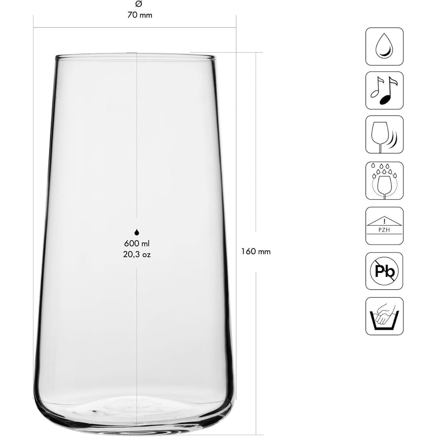 Krosno Infinity 600ml Geometric Water Glasses Set of Four