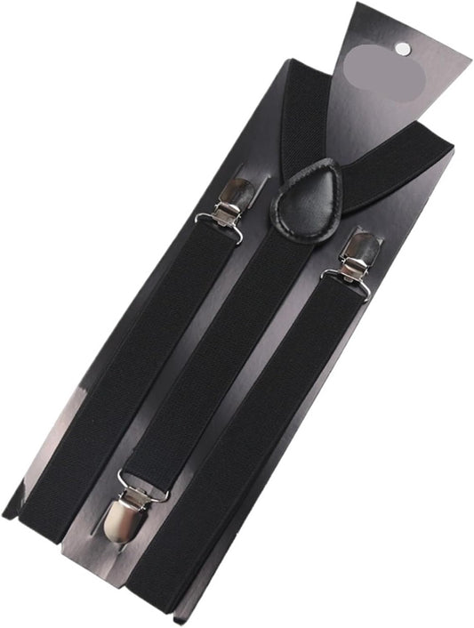 Adjustable Y-Back Suspenders for Men and Women, Elastic Work Pants Clip-On Braces