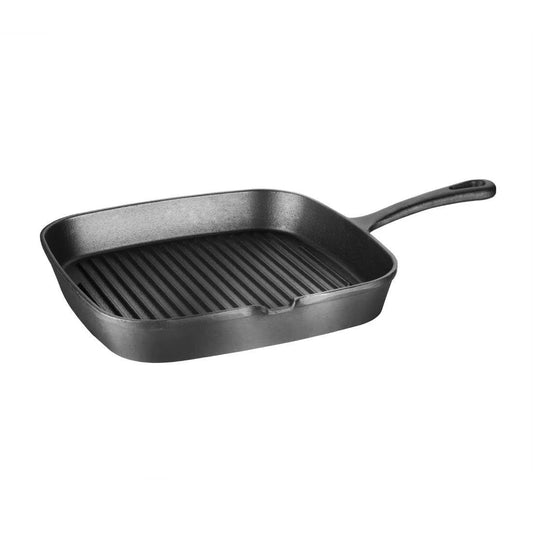 Vogue M653 Ribbed Square Skillet 9.5" Cast Iron Non-Stick
