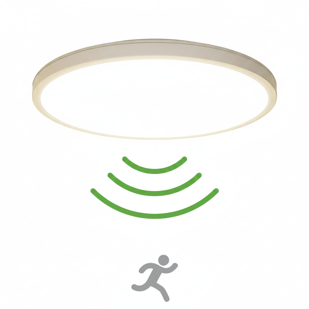zemty LED Ceiling Light with Radar Motion Sensor 19W 4000K Flat Indoor Lamp 22cm 1800LM Round IP44 for Balcony Cellar Hallway Garage