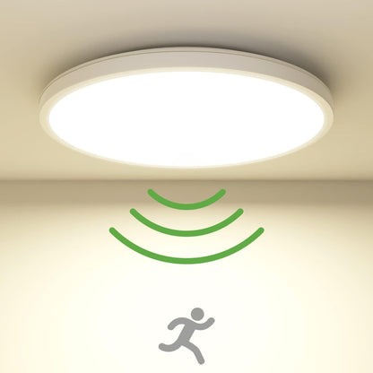 zemty LED Ceiling Light with Radar Motion Sensor Flat Indoor Round Lamp