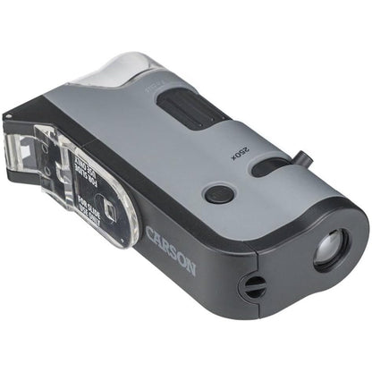 Carson MicroFlip Pocket Microscope 100x-250x LED UV with Smartphone Clip