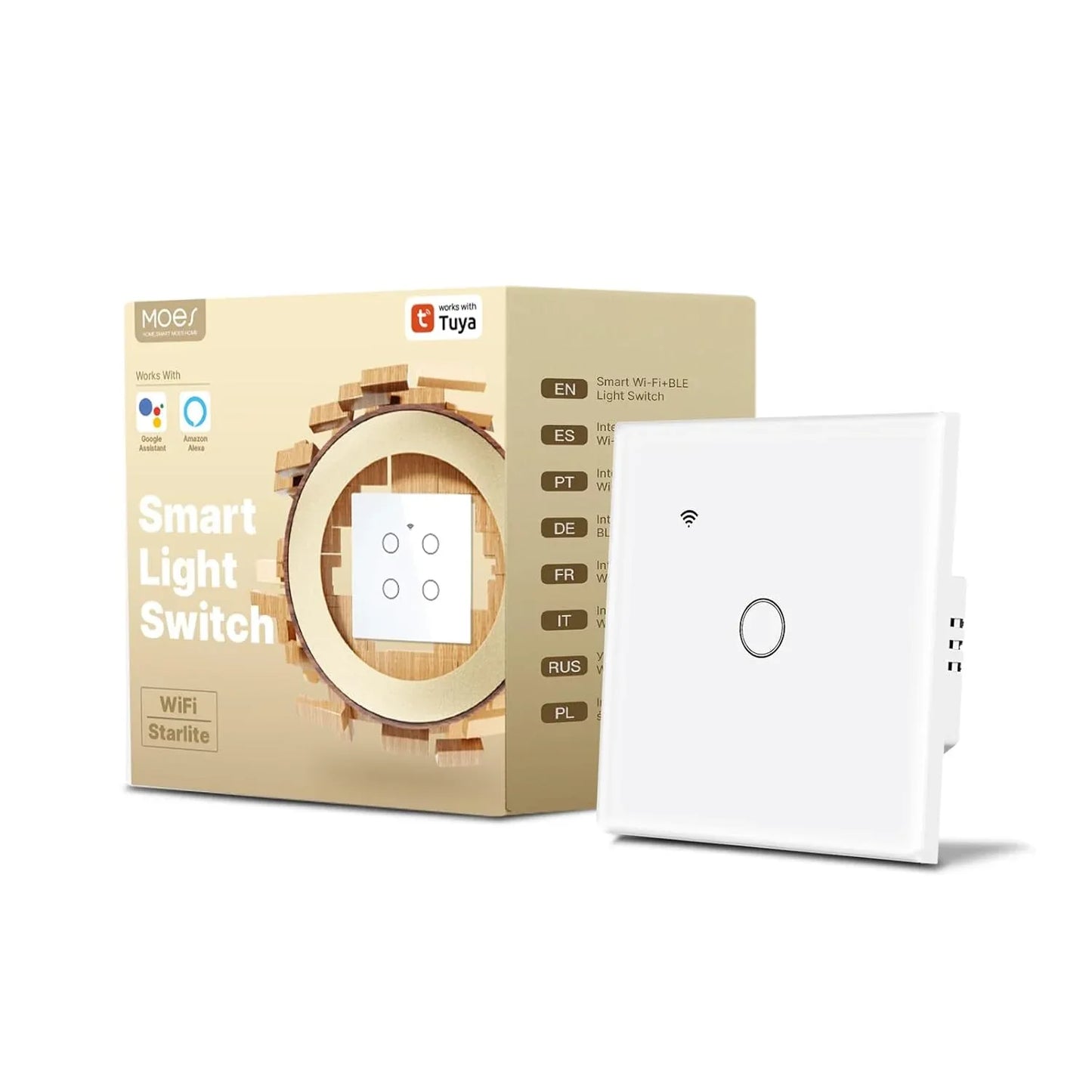 MOES Tuya WiFi Smart Touch Switch – Elegant Glass Panel with Alexa & Google Home Compatibility - Gomix Brands Outlet