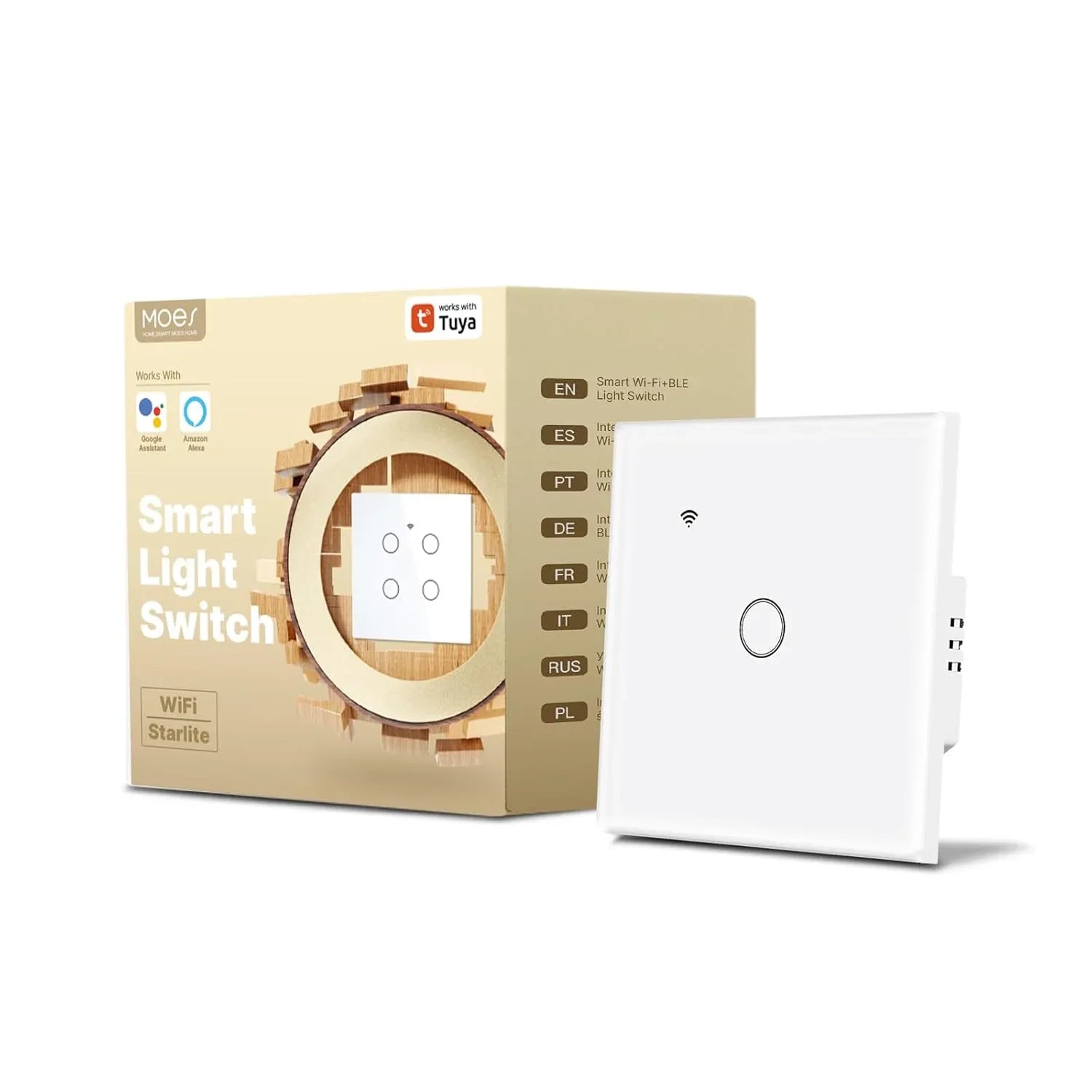 MOES Tuya WiFi Smart Touch Switch – Elegant Glass Panel with Alexa & Google Home Compatibility - Gomix Brands Outlet