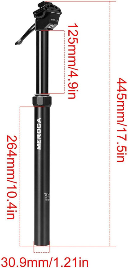 Adjustable 125mm Dropper Seatpost with Hydraulic Lock for Mountain Biking