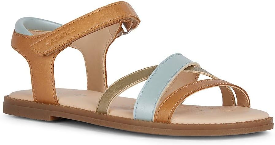 Geox Girls Karly Leather-Style Sandals with Breathable Sole