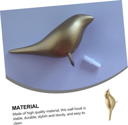 Golden Wall-Mounted Bird Hook for Coats, Hats, Towels