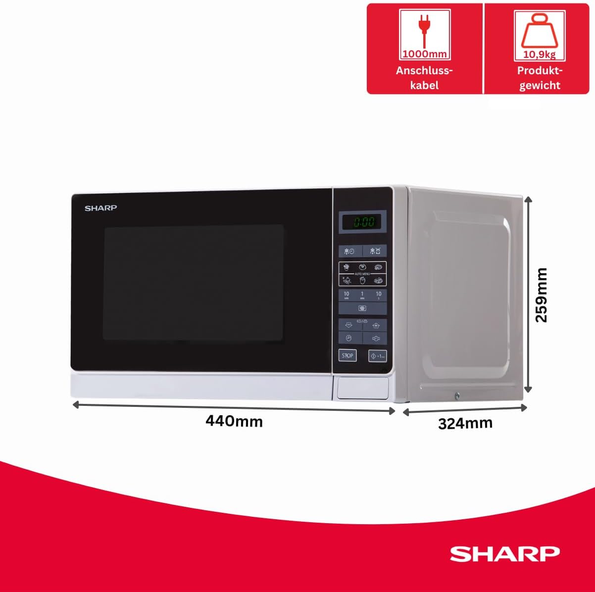 Sharp R242INW Solo Microwave 800W 20L Silver
