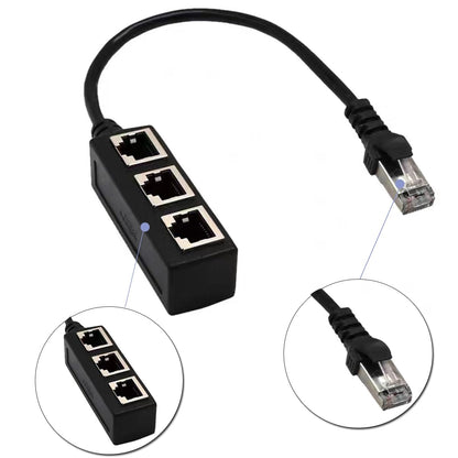 HRIOEKAX RJ45 Ethernet Splitter Cable 1 Male to 3 Female LAN Adapter Black