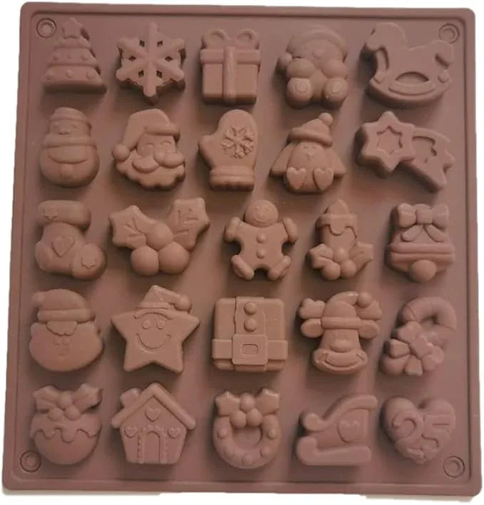 25-Cavity Christmas Silicone Chocolate Mould – Non-Stick Baking Tray - Gomix Brands Outlet