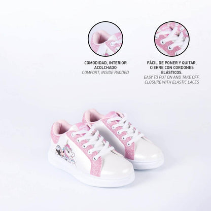 CERDÁ Minnie Mouse White Glitter Kids Trainers – Sporty EU 29