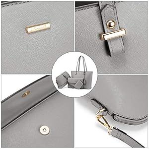 LOVEVOOK Women's Stylish 3-Piece Tote Satchel Shoulder Bag Set with Wallet