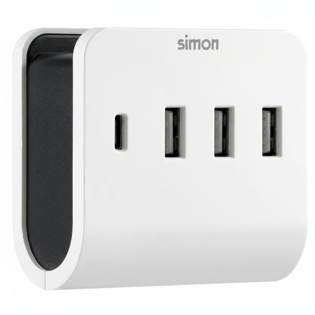 Simon 3-USB-A + 1-USB-C Multi-Port Adapter with Smartphone Stand