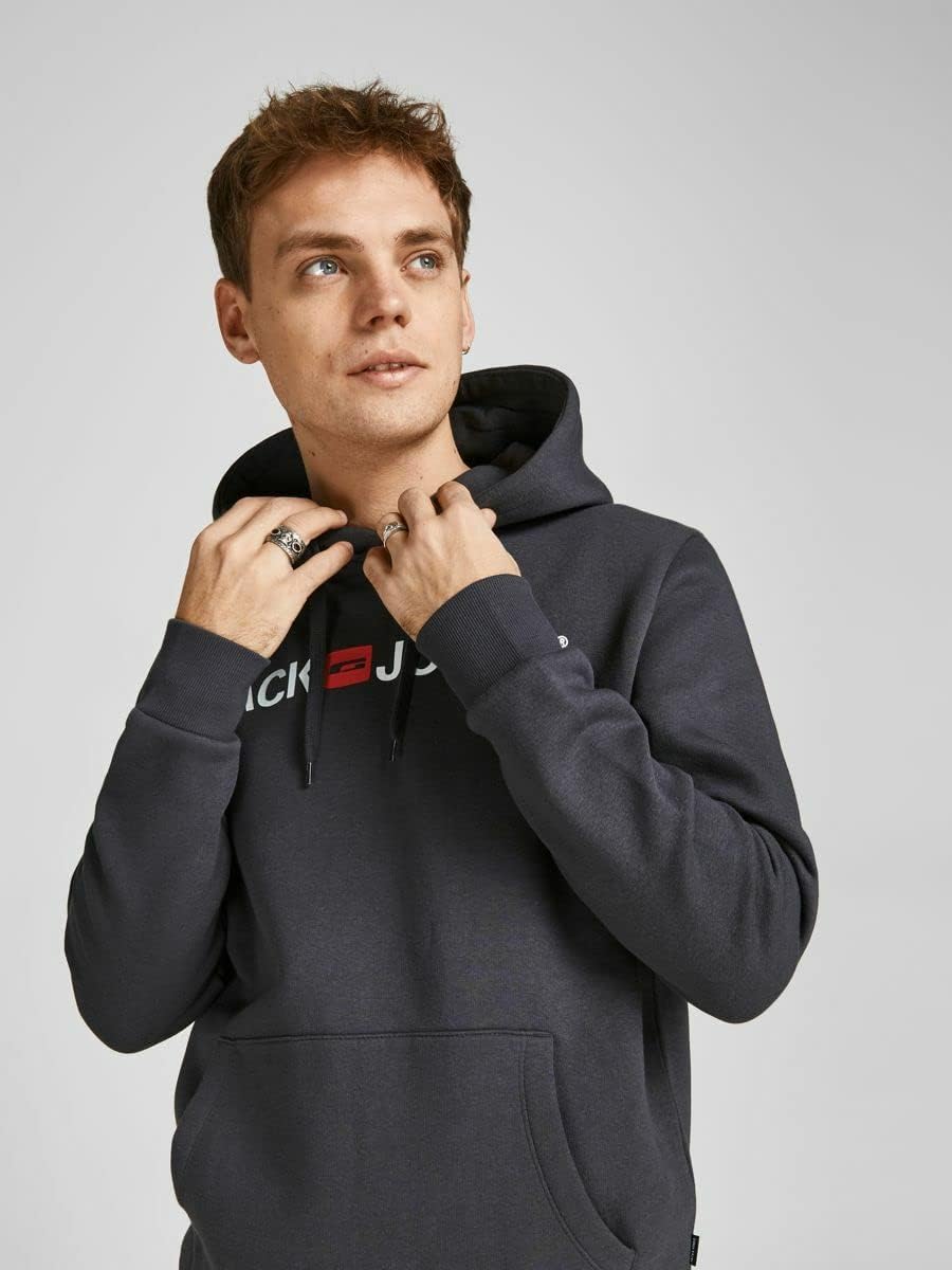 JACK & JONES Men's Cotton Pullover Hoodie: Comfortable, Stylish, Logo Design, Multiple Colors